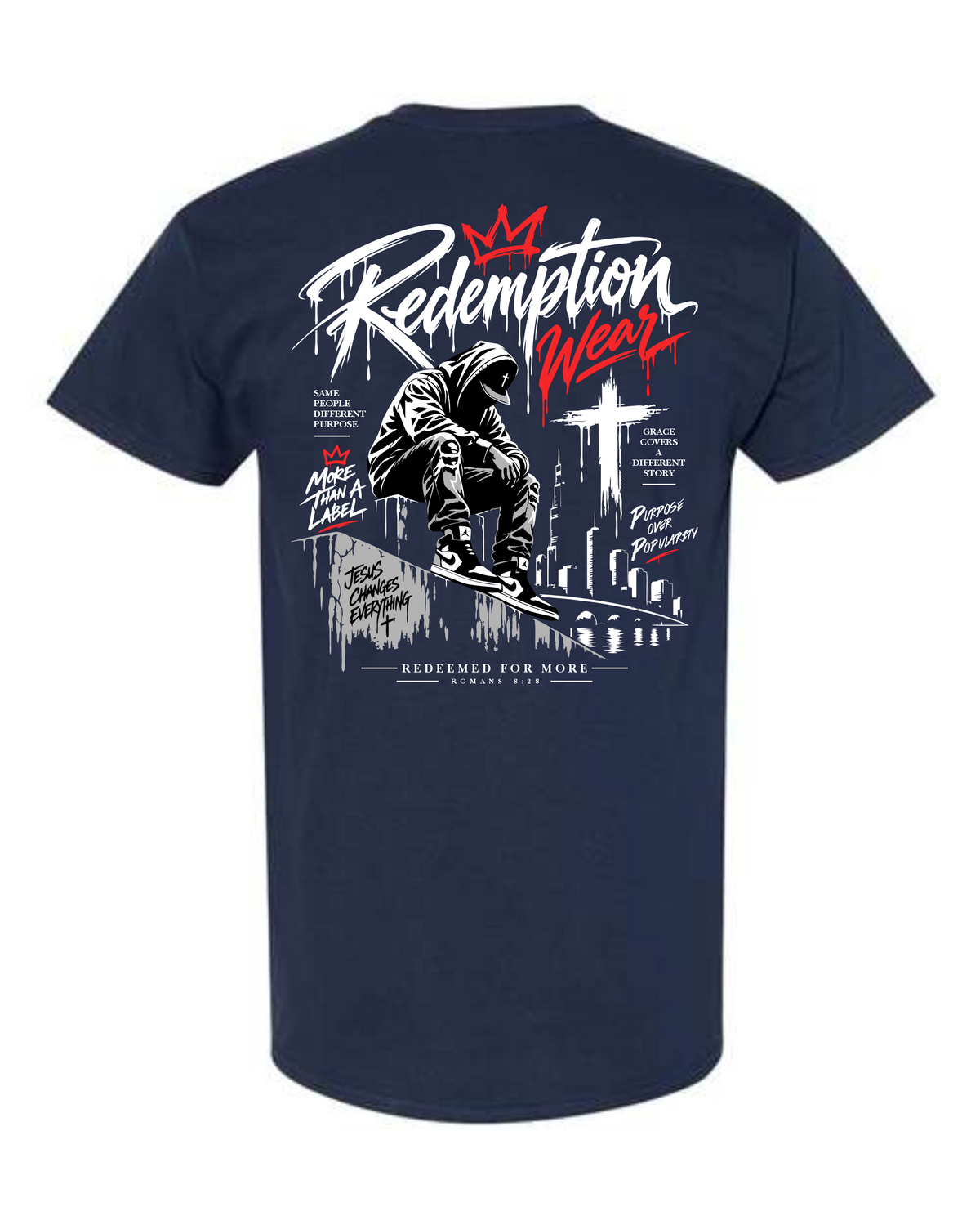 Redeemed For More Tee – Navy
