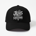 Jesus Over Everything Black Cap - all white lettering