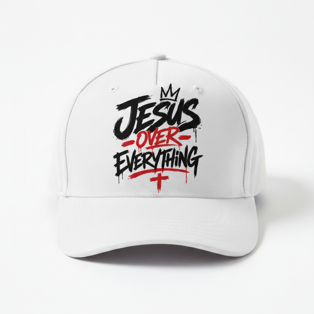 Jesus Over Everything White Cap