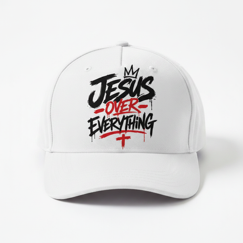 Jesus Over Everything White Cap